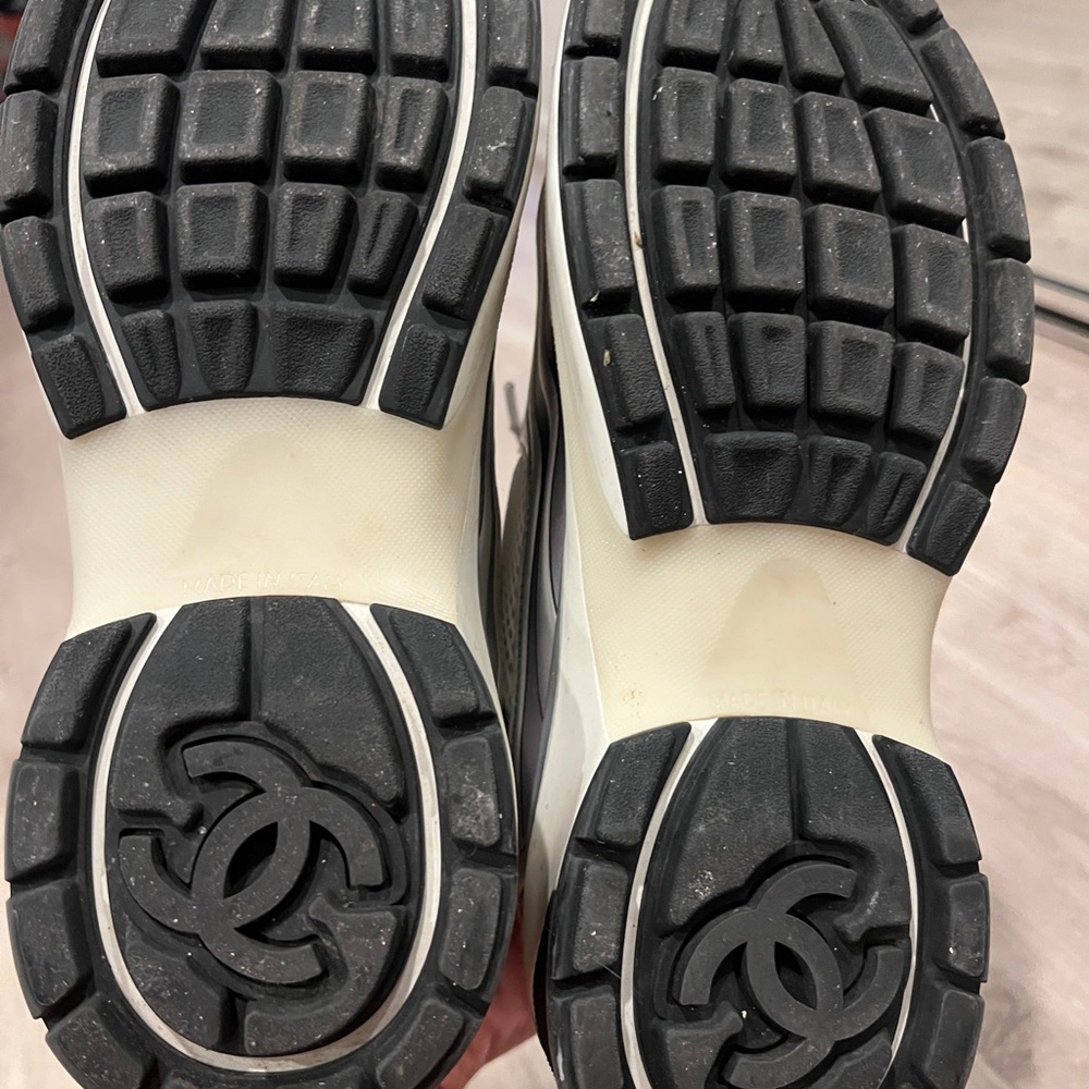 CHANEL White and Silver Sneakers - Picture 6 of 6